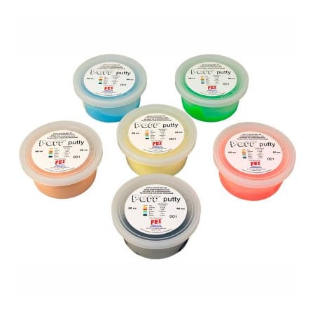 Fabrication Enterprises Puff LiTE Color-Coded Exercise Putty, 60cc, Set of 6 10-1406